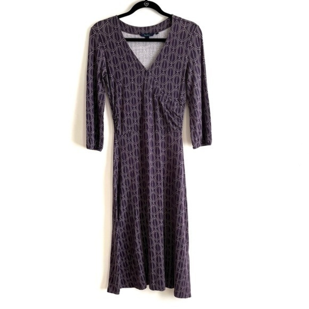 Boden Purple Tear Drop Pattern V-Neck Jersey Knit Dress US Size 8